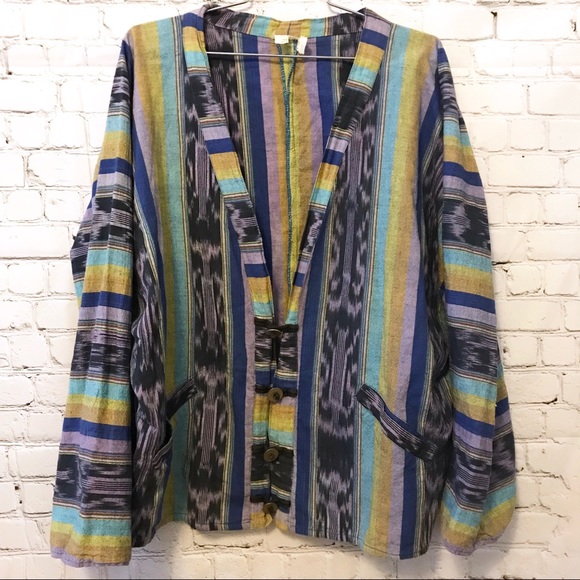 Vintage Jackets & Blazers - Vintage 1980’s southwestern boho linen jacket coat